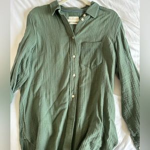 Jcrew Linen Small Green Button Up